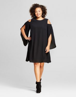 photo Plus Size Cold Shoulder Dress by Ava & Viv, color Black - Image 1