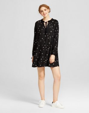 photo Printed Long Sleeve Dress by Mossimo Supply Co., color Black - Image 1