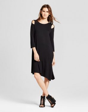photo Asymmetrical Cutout Dress by Alison Andrews, color Black - Image 1