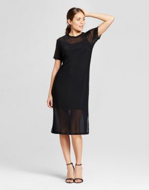 photo Mesh Midi Dress with Slip by Loramendi, color Black - Image 1