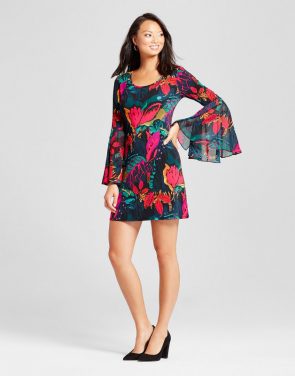 photo Floral Printed Bell sleeve Shift Dress by Chiasso, color Multi - Image 1