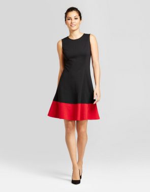 photo Colorblocked Tank Dress by Zac & Rachel, color Black/Red - Image 1