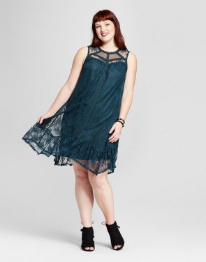 photo Plus Size Sleeveless Lace Dress by Xhilaration, color Dark Green - Image 1