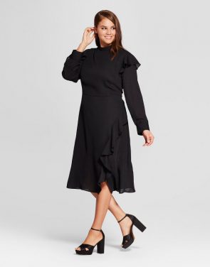 photo Plus Size Ruffle Slit Dress by Who What Wear, color Black - Image 1