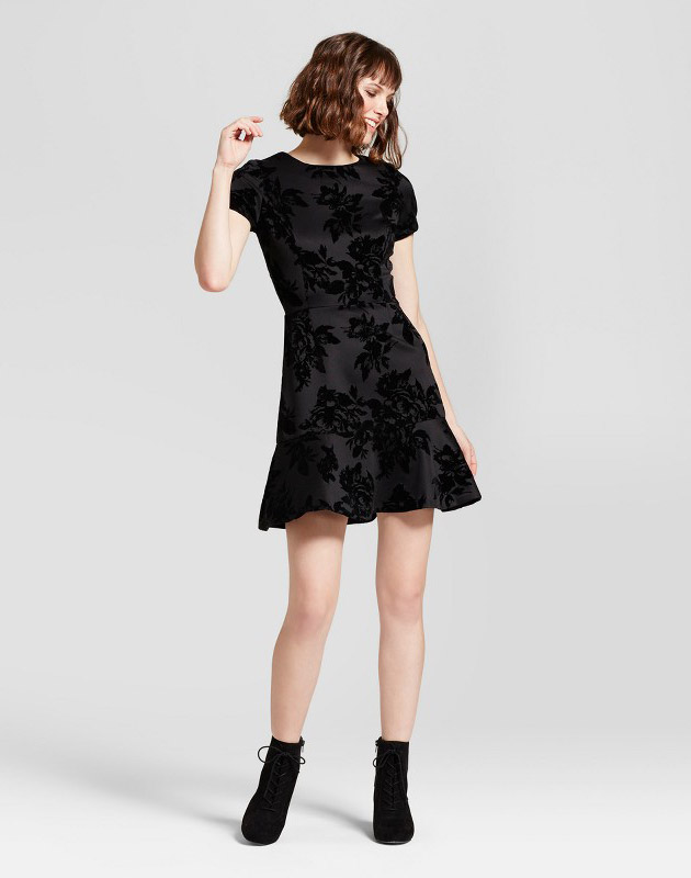 photo Embossed Velvet Dress by Necessary Objects, color Black - Image 1