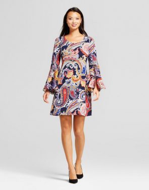 photo Paisley Shift Dress with Woven Trumpet Sleeve by Chiasso, color Multi - Image 1