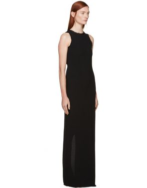 photo Black Fringed Crepe Long Dress by Nina Ricci - Image 2