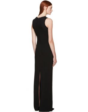 photo Black Fringed Crepe Long Dress by Nina Ricci - Image 3