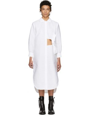 photo White Pleated Bow Shirt Dress by Roberts | Wood - Image 1