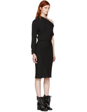 photo Black Fluid Single-Sleeve Dress by MM6 Maison Martin Margiela - Image 2