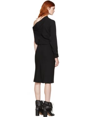 photo Black Fluid Single-Sleeve Dress by MM6 Maison Martin Margiela - Image 3
