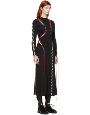 photo Black Lace-Up Knit Dress by Alexander McQueen - Image 2