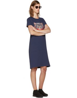photo Navy Limited Edition Tiger T-Shirt Dress by Kenzo - Image 4
