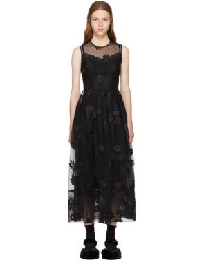 photo Black Floral Tulle Bell Dress by Simone Rocha - Image 1