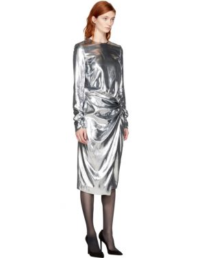 photo Silver Metallic Velvet Dress by Saint Laurent - Image 2