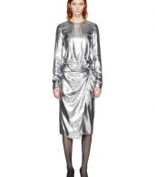 photo Silver Metallic Velvet Dress by Saint Laurent - Image 1