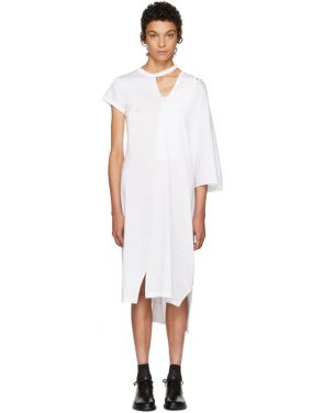 photo White Asymmetric Mantle T-Shirt Dress by Facetasm - Image 1