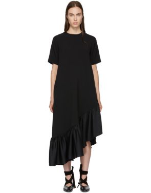 photo Black Asymmetric Oversized Peplum Dress by Edit - Image 1