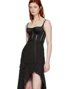 photo Black Silk Deconstructed Corset Dress by Olivier Theyskens - Image 4
