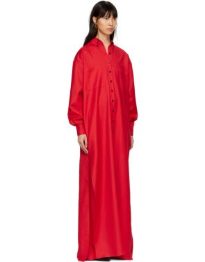 photo Red Floor-Length Shirt Dress by Kwaidan Editions - Image 2