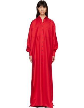 photo Red Floor-Length Shirt Dress by Kwaidan Editions - Image 1