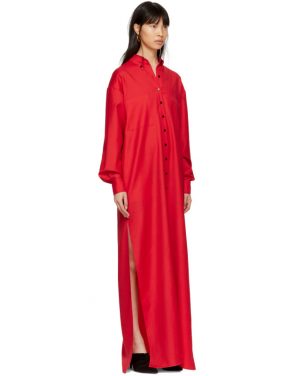 photo Red Floor-Length Shirt Dress by Kwaidan Editions - Image 4