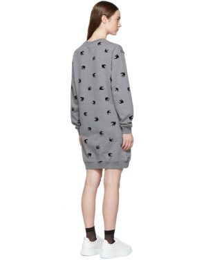 photo Grey Mini Swallow Sweatshirt Dress by McQ Alexander McQueen - Image 3