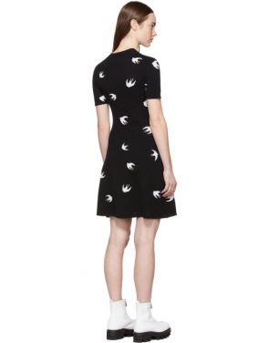 photo Black All-Over Mini Swallow Skater Dress by McQ Alexander McQueen - Image 3