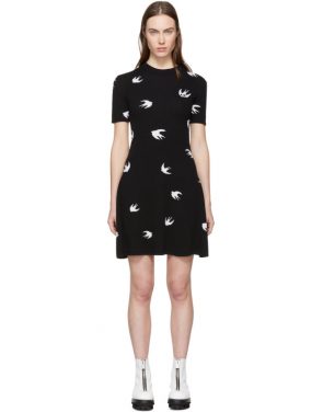 photo Black All-Over Mini Swallow Skater Dress by McQ Alexander McQueen - Image 1