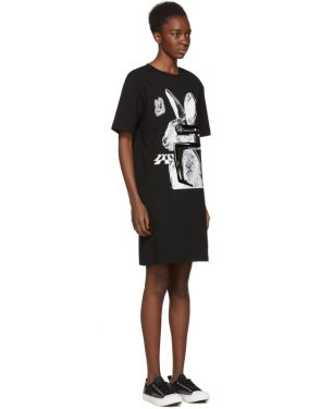 photo Black Glitch Bunny Slouch T-Shirt Dress by McQ Alexander McQueen - Image 2