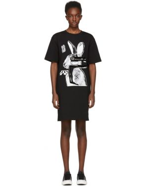 photo Black Glitch Bunny Slouch T-Shirt Dress by McQ Alexander McQueen - Image 1