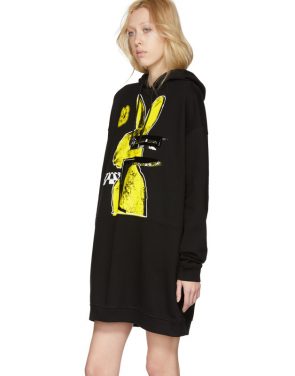 photo Black Bunny Cut Supersized Hoodie Dress by McQ Alexander McQueen - Image 4