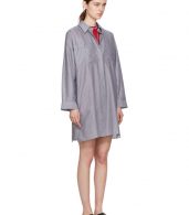 photo White and Navy Striped Jacui Shirt Dress by Acne Studios - Image 2