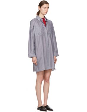 photo White and Navy Striped Jacui Shirt Dress by Acne Studios - Image 2