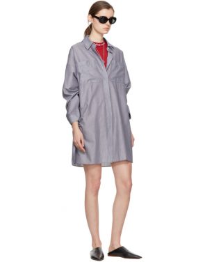 photo White and Navy Striped Jacui Shirt Dress by Acne Studios - Image 4