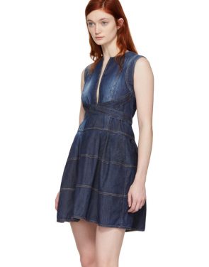 photo Blue Panelled Strap Dress by Dsquared2 - Image 4