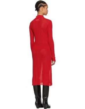 photo Red Irregular Rib Knit Dress by Maison Margiela - Image 3