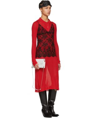 photo Red Irregular Rib Knit Dress by Maison Margiela - Image 5