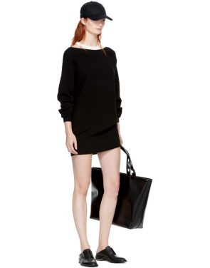 photo Black and Off-White Bi-Layer Dress by T by Alexander Wang - Image 4
