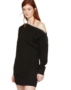photo Black Snap Detail Off-the-Shoulder Dress by T by Alexander Wang - Image 4