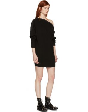 photo Black Snap Detail Off-the-Shoulder Dress by T by Alexander Wang - Image 5