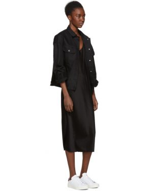 photo Black Wash and Go Slip Dress by T by Alexander Wang - Image 4
