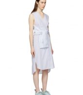 photo White and Blue Striped Shirting Tie Front Dress by T by Alexander Wang - Image 2