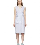 photo White and Blue Striped Shirting Tie Front Dress by T by Alexander Wang - Image 1
