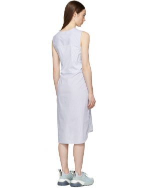 photo White and Blue Striped Shirting Tie Front Dress by T by Alexander Wang - Image 3