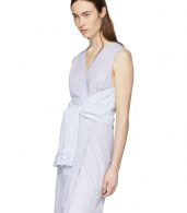 photo White and Blue Striped Shirting Tie Front Dress by T by Alexander Wang - Image 4