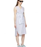 photo White and Blue Striped Shirting Tie Front Dress by T by Alexander Wang - Image 5
