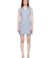 photo Blue Tweed Double-Breasted Dress by Balmain - Image 1
