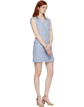 photo Blue Tweed Double-Breasted Dress by Balmain - Image 5