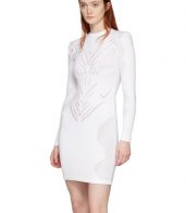 photo White Drop-Stitch Knit Dress by Balmain - Image 4